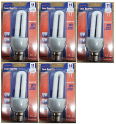 5x Energy Saving Light Bulb SAD CFL B22 BC Bayonet Cap 11W=60W Warm White 2700k