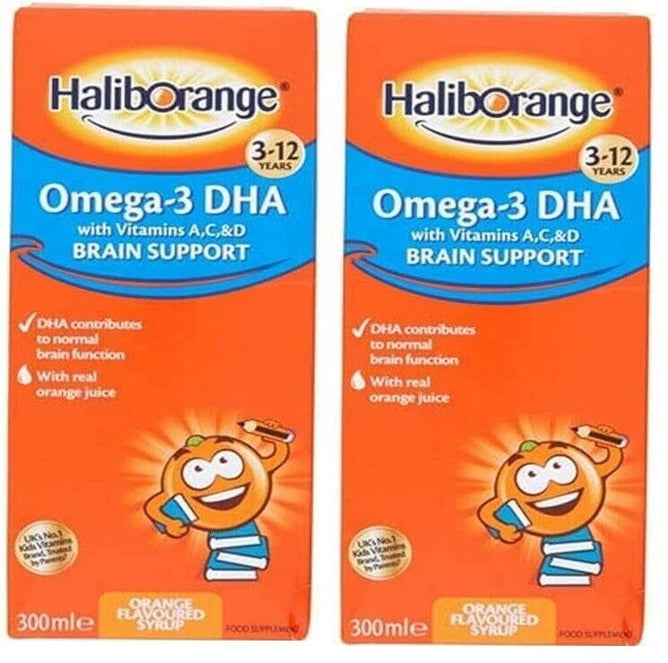 2 x Haliborange Kids Omega-3 Syrup Orange 300ml