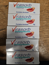 5x Virasorb Cold Sore Cream 2g 5% w/w Lip Virus BBE 10/2024 FREE POST